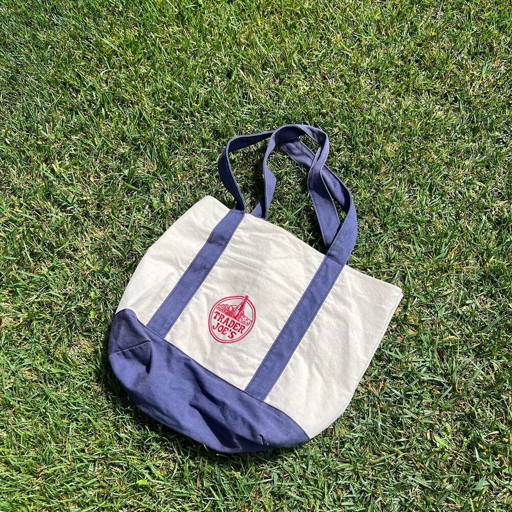 Trader Joe’s large tote navy tan OS
